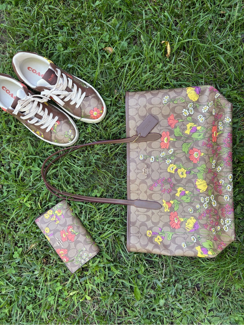 COACH Floral Logo bundle - Brown with Yellow, Pink & Purple Flowers